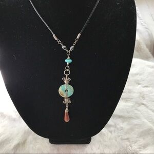 Turquoise and Goldstone Necklace Southwestern